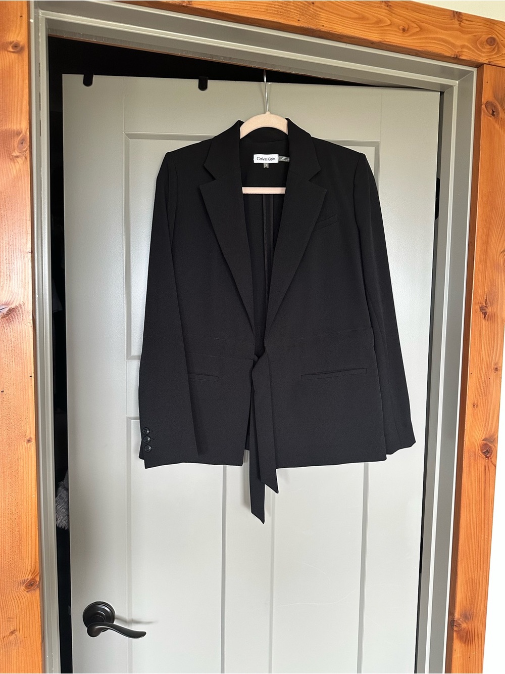 Calvin Klein Black Women's Tie-Front Blazer